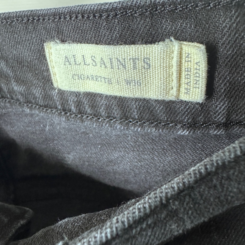 AllSaints Size W36 Cigarette Slim Black Denim Jeans EUC - Picture 5 of 5